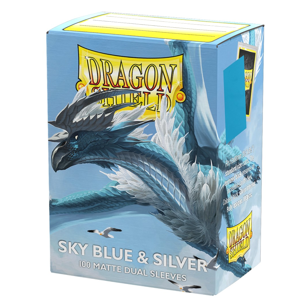 Dragon Shield Sleeves: Standard Matte Dual 100 Count - SKYBLUE & SILVER - Accessory